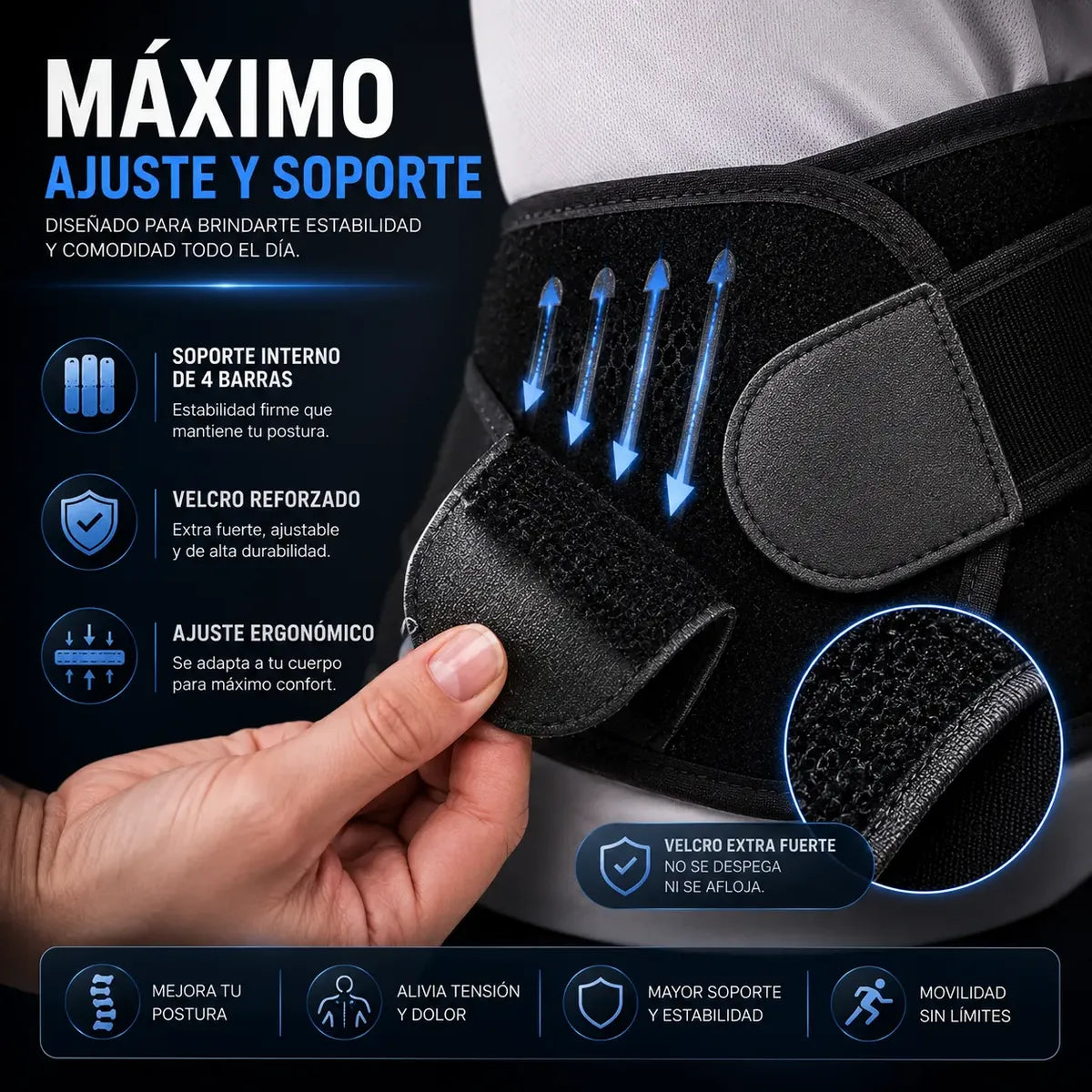 Corrector de Postura Ergonómico Ajustable Premium – Alivio de Dolor Espalda y Hombros